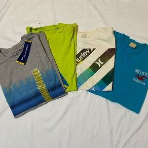 Men’s graphic tees lot of 4, short sleeve size M/L Hollister, Hurley, Reebok